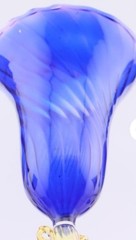 SALVIATI Murano Hand Blown Venetian Glass Cobalt Paint & Amber Goblet/Wine 9″