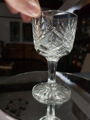Wine glass Antique American Brilliant Period Cut Glass Crystal early geometric