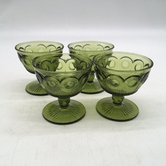 4 St Genevieve Green Bartlett Collins Manhattan Champagne Sherbet Goblets READ