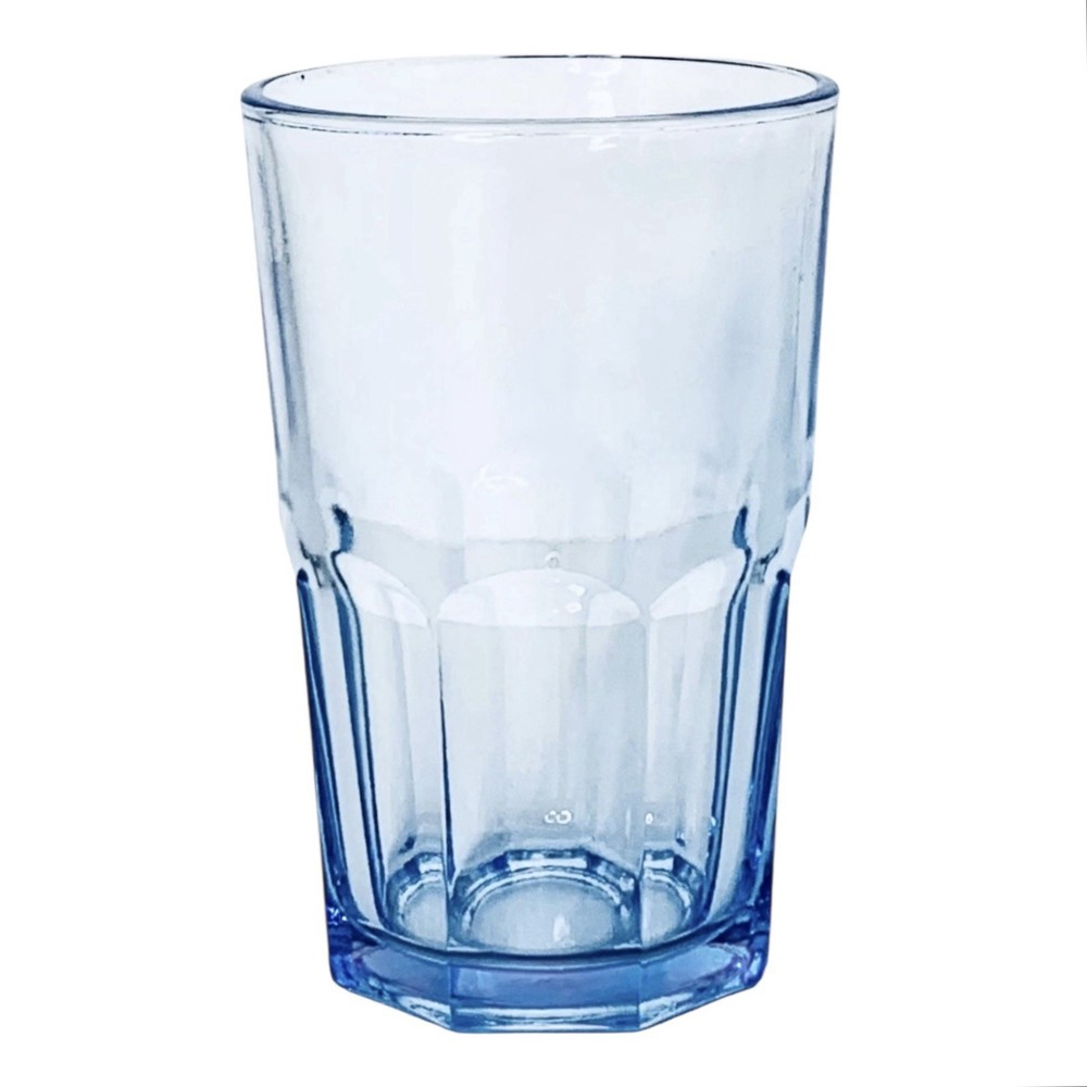 Libbey CRISA GIBRALTAR MISTY BLUE Heavy Pressed Panels 5 1/8” Iced Tea Glass