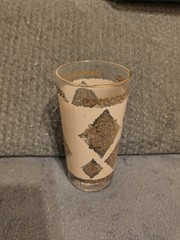 Set of 4 Vintage MCM Frosted Highball Glasses – Gold Filigree Diamond Pattern