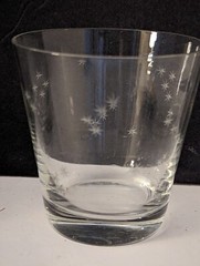 Vintage MCM Atomic Startburst Etched Glasses 3 1/4″ Tall 3″ Wide At Top, 2pc