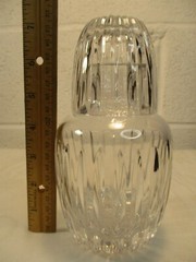 MOSER ??? HEAVY CLEAR CRYSTAL RIBBED DESIGN TUMBLE UP BEDSIDE CRAFTE