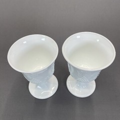 Indiana Colony Harvest Grape Milk Glass Water Goblets 5 1/4″ Set Of 2 Footed
