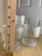 Midcentury Textured Vintage Indiana Glass Tree Bark Beer Ice Mug 1960s set of 3
