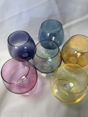 Vintage Brandy Snifter/Cordial Set of 6 Glasses Iridescent 4.25 Inches Tall EUC