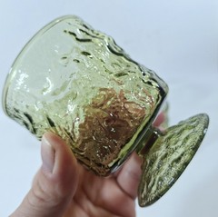 Set of 4 – Midcentury Anchor Hocking MILANO GREEN On the Rocks Crinkle Glass