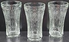 4 Indiana Glass Recollection Clear 14 Oz Tumblers Set Vintage Cut Etch Retro Lot