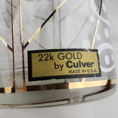 Vintage MCM Culver 22 kt Gold Glasses Tumbler Caddy Carrier Mid Century Modern