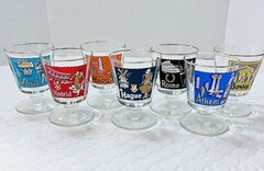 Lot of 7 Vtg Libbey International Cities of The World Footed Cocktail Glasses