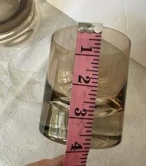 Set Estelle Colored Glass Rocks Whiskey Glass Signed Hand-blown Gray Smoke Amber