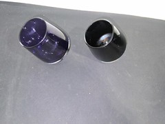 Vintage Roly Poly Shot Glasses Schnapps Cups Mugs Purple Black Set of 2