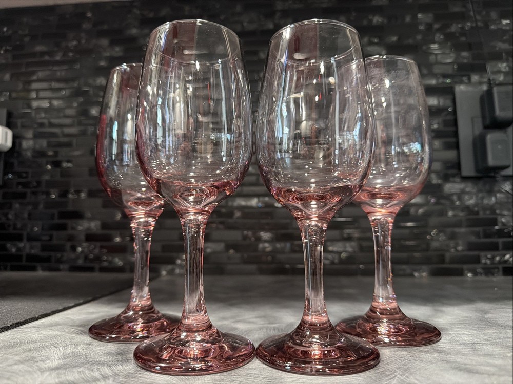Libbey Pink Rose Plum Wine Glasses – Set of 4