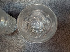 EAPG Hobstar Pattern 4in Glasses Juice/Double Shot Clear UV Reactive