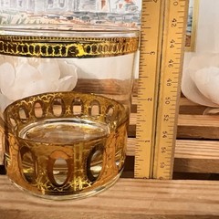 Set of 4 Culver Ltd. Antigua Old Fashioned Bar Glasses Trimmed In 22kt Gold