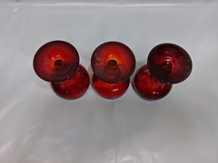 Vintage Mini Fenton Glass Georgian Ruby Red Cordial Liquor Shot Glasses Set of 3