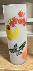 Vintage MCM 1950’s Federal Frosted Fruit Tom Collins Glasses Set of 4