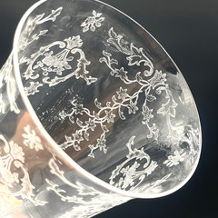Fostoria Navarre Clear Footed Tumbler 5 3/8″ 10oz Etched Flowers Excellent