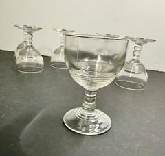 Set of 6 Vtg Anchor Hocking Manhattan Art Deco Cordial Sherry Wine Glasses 1.5oz