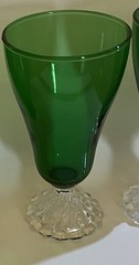 Vtg Anchor HockingInspiration Forest Green clear, swirled bubble foot