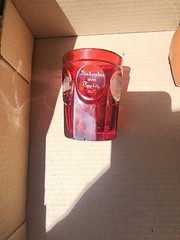 ANDENKEN VON TEPLITZ 1853 RUBY ETCHED TUMBLER BOHEMIAN CZECH SEE PHOTOS DESCRIPT