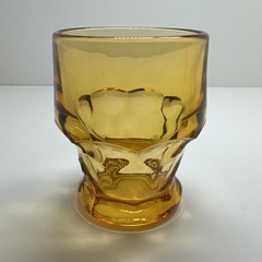 Set of 4 Vintage Anchor Hocking Georgian Amber Honeycomb Glass Tumblers MCM