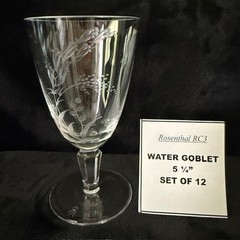 Rosenthal RC3 Etched Crystal Floral Water~Wine~Cordial~Champagne~Beer YOU PICK