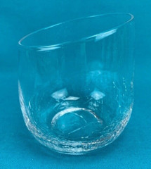 Pier 1 Angled Rim Crackle Clear Glass Old Fashioned Tumblers 4″ Tall