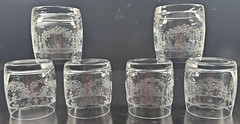 6 Import Assoc Cascade Double Old Fashioned Set Vintage Floral Whiskey Retro Lot