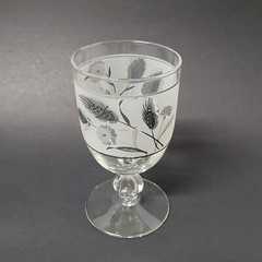Vintage Libbey Frosted Silver Wheat Wild Flower Goblet Replacement Glass 9oz