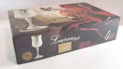 Cristal D’Arques Longchamp Gold Rim 4 x 5.75 oz Wine Glasses MADE IN FRANCE~NEW