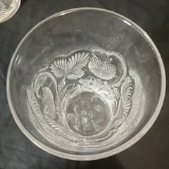 Set of 2 Clear Pressed Glass Tumbler Glasses Strawberry Fruit & Leaf Embossed