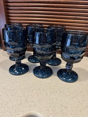 Vintage Viking Georgian Bluenique Juice/Cordial Blue Goblets – Set of 6