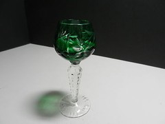 Imperial Crystal Import, Cordial Cut Emerald to Clear, Foot #519 5 1/8″ T