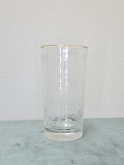 Vintage Libbey MCM Frosted White Lace Floral Glasses 5.5” Gold Rimmed