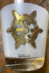 Mid Century French Glasses W/Gold Trim Nautical Theme Barware Set Of 2