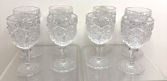 Vintage EAPG – Set of 8 Imperial Glass Stemmed Cordial Daisy and Button