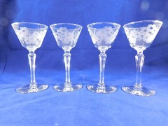Set of 4 Libbey Rock Sharpe Glenmore Stem #3001 Liquor/Cocktail Glasses 5 5/8″