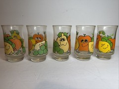 Rare Vintage Nancy Lynn Glasses (5) Smiling Fruit Retro 70’s Anchor Hocking