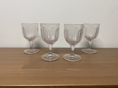 Set of 4 EAPG Flint Glass Water Goblets- Buckle Pattern
