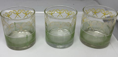 Set of 3 Vtg Libbey J. Scott Tennis Racket Lowball/Whiskey Glasses HTF Barware