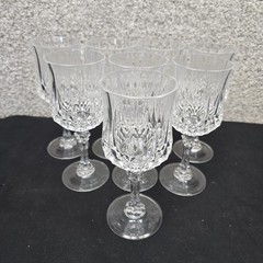 Unmarked Clear Wine Glasses Set 8 Diamond Cut Pressed Crystal Glass Contemporary