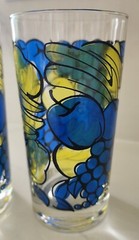 Vintage 1970’s Libbey Fruit Pattern Stained Glass Glasses Set of 3