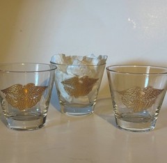 MCM, Gold Embossed Eagle Cocktail Glasses, 6 Ozs Set Of 3