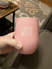 Rae Dunn Pink “Wifey” Insulated Stainless Steel Wine Glass W/Lid