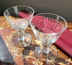 2 Bryce Brothers Wales Laurel BRYWALA 4.5” Champagne/Tall Sherbet 1955-1966