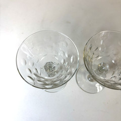 Glass Stemmed Sherbet Glasses With Dimpled Clear Polka Dot Pattern Set of 4