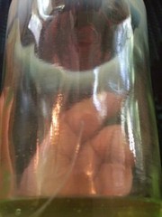 Opalescent Vaseline Glass Polka Dot Tumbler 1880s victorian 3-7/8″ tall Vintage