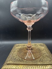 Vintage Fostoria Versailles Etched Pink Champagne Glass 6″ Set Of 2