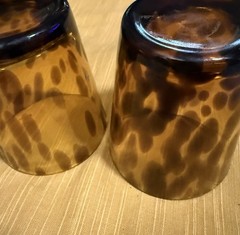 Vintage Amber Tortoiseshell Old Fashioned Glasses Set of 2 Mid Century Modern